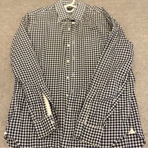 J. Crew Men's Navy and White Gingham Shirt